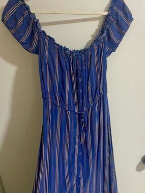 Band of Gypsies Blue Striped Midi Dress